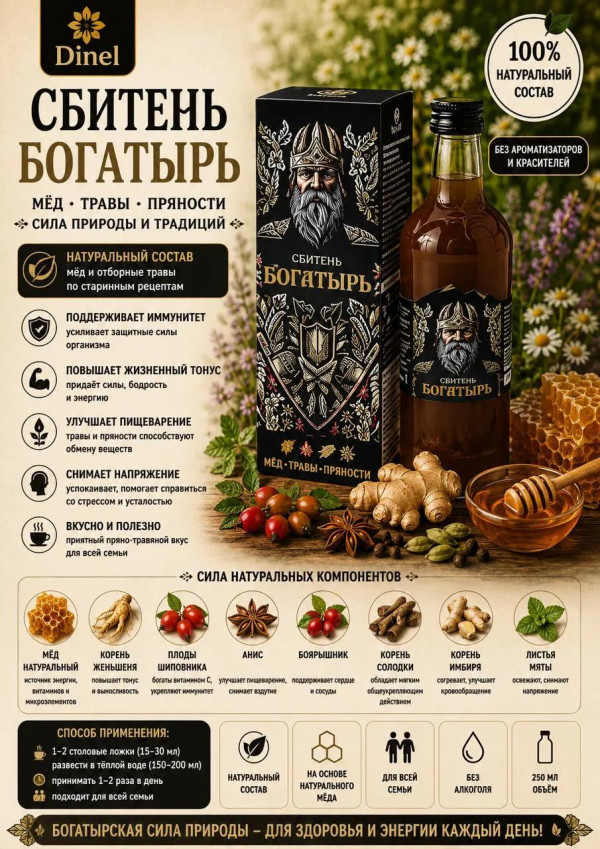 №3 Сбитень Богатырь, 250мл  в Бирске
