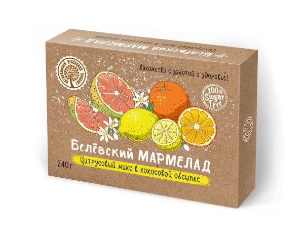 №2 Мармелад белевский на фруктозе 240г "Цитрусовый микс" в Бирске