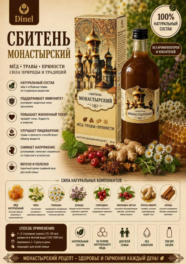 №3 Сбитень Монастырский, 250мл  в Бирске